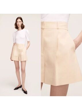 NWT Rebecca Taylor Tailored High Waist Suiting Shorts Size 6 Straw